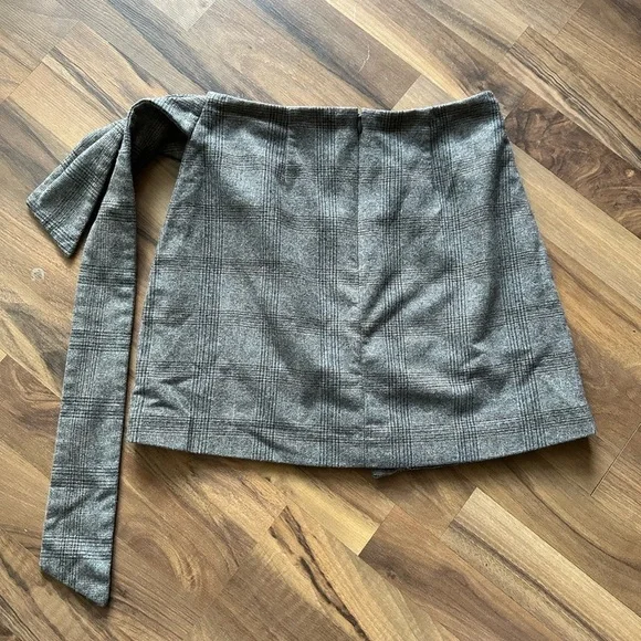 Wilfred by Aritzia Wool and Cashmere blend wrap shirt plaid mini size 0 - Picture 8 of 14